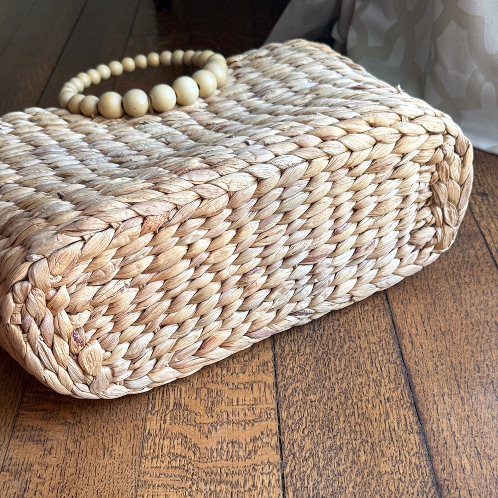 a new day Natural Straw Tote with Wooden Bead Handles - Picture 4 of 4